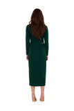Asymmetrical Midi Dress with Slit and Decorative Chain