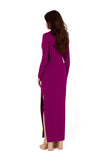 Elegant Asymmetrical Maxi Dress with Braided Ribbon Detail