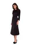 Elegant 3/4 Length Satin Midi Dress with Kimono Sleeves