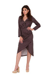 Elegant Satin Dress with Asymmetrical Skirt and Cuffs