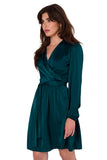 Elegant Satin Envelope Dress with Long Sleeves