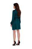 Elegant Satin Envelope Dress with Long Sleeves