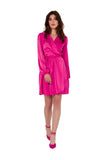 Elegant Satin Envelope Dress with Long Sleeves