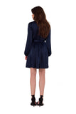 Elegant Satin Mini Dress with Envelope Cut and Long Sleeves