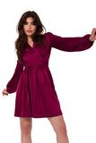 Elegant Satin Envelope Dress with Long Sleeves