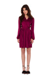 Elegant Satin Envelope Dress with Long Sleeves