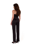 Elegant Satin Straight Leg Pants with Secure Closure