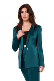 Elegant Satin Jacket with Decorative Button Closure