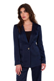 Elegant Satin Jacket with Decorative Button Closure