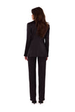 Elegant Satin Jacket with Padded Collar and Button Closure