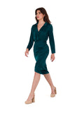 Elegant Satin Overlap Neckline Dress with Asymmetrical Skirt