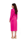Elegant Satin Dress with Asymmetrical Skirt and Long Sleeves