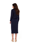 Elegant Satin Overlap Neckline Dress with Asymmetrical Skirt