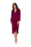 Elegant Satin Fabric Dress with Asymmetrical Skirt