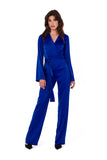 Elegant Satin One-Piece Jumpsuit with Tied Belt