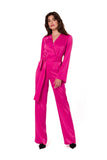 Elegant Satin One-Piece Jumpsuit with Belted Waist