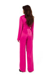 Elegant Satin One-Piece Jumpsuit with Belted Waist
