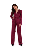 Elegant Satin One-Piece Jumpsuit with Tied Belt