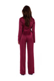 Elegant Satin One-Piece Jumpsuit with Tied Belt