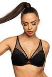 Elegant Black Push-Up Bra with Lace and Mesh Detailing