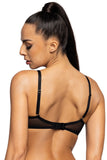 Elegant Black Push-Up Bra with Lace and Mesh Detailing