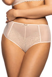 Elegant Beige Lace Panties with Cotton Comfort Gusset