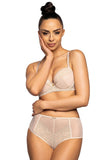Elegant Beige Lace Panties with Cotton Comfort Gusset