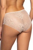 Elegant Beige Lace Panties with Cotton Comfort Gusset