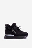 Eco-Suede Women's Platform Sports Shoes with Fur & Zipper