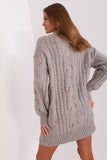 Oversized Long Sweater with Turtleneck and Variegated Texture