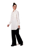 Elegant Loose-Fit Tunic with Pocket and Button Cuffs
