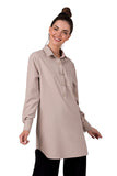 Elegant Loose-Fit Tunic with Pocket and Button Cuffs