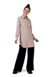 Elegant Loose-Fit Tunic with Pocket and Button Cuffs