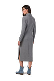Elegant Midi Dress with Pockets and High Collar Style