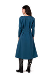 Elegant Batwing Sleeve Dress with Pockets and Split Neckline