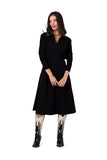 Elegant Knit Dress with Batwing Sleeves and Pockets