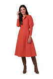 Elegant Knit Dress with Batwing Sleeves and Pockets