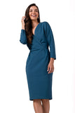 Elegant Sweatshirt Dress with Slit and Batwing Sleeves