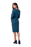 Elegant Sweatshirt Dress with Slit and Batwing Sleeves