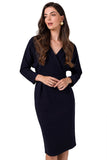 Elegant Sweatshirt Dress with Batwing Sleeves and Slit