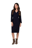 Elegant Sweatshirt Dress with Batwing Sleeves and Slit
