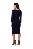Elegant Sweatshirt Dress with Batwing Sleeves and Slit