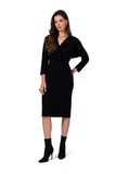 Chic Sweatshirt Dress with Elegant Slit & Batwing Sleeves