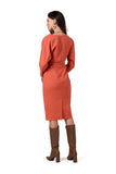 Elegant Sweatshirt Knit Dress with Slit and Batwing Sleeves