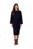 Elegant Midi Dress with Pockets and Stylish Belt