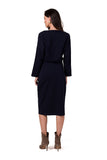 Elegant Midi Dress with Pockets and Stylish Belt