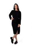 Elegant Midi Dress with Kimono Top and Waist Tie