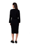 Elegant Midi Dress with Kimono Top and Waist Tie
