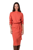 Elegant Midi Dress with Kimono Top and Customizable Fit