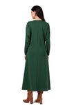 Chic Knitted Maxi Dress with Long Sleeves and V-Neck